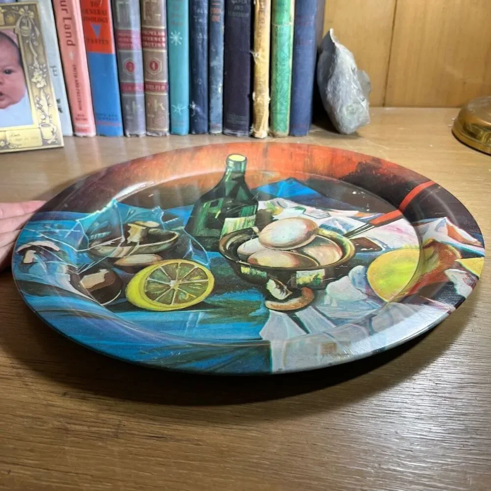 Vintage Action Brazil Tin Decorative Plate 13.25